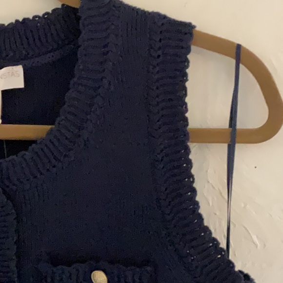 Caroline Constas Navy Knit Sleeveless Sweater Dress, Size S, Gold Buttons, NWT - Picture 4 of 11
